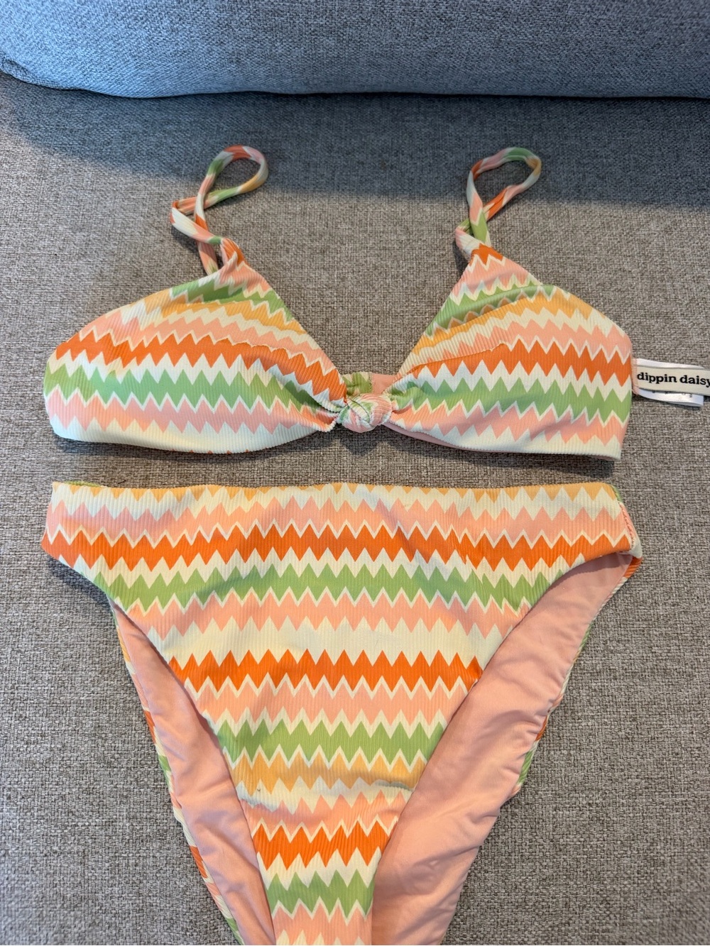 Dippin' Daisy's Chevron Bikini - Peach, Orange & Green